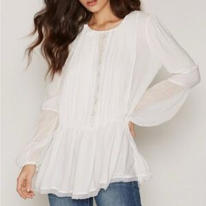 Free People Boho White Blouse/Tunic | Size S